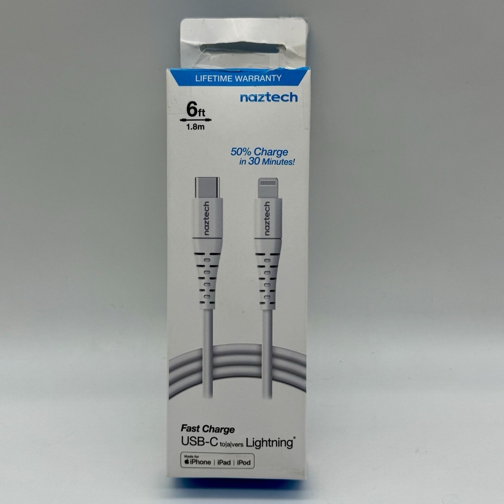 Naztech Fast Charge USB-C To‎ 8 Pin Cable 6ft Compatible With Most Apple Devices